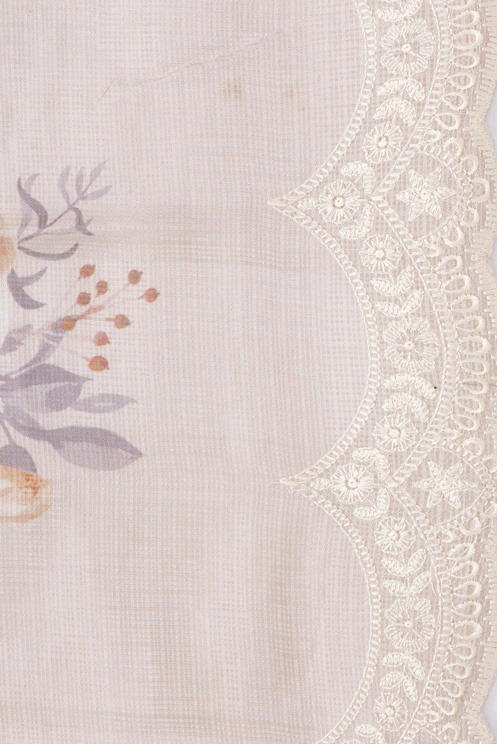 Border image of Lavender Dual Tone Kota Silk Saree with Printed design on the body and Embroidery Border. 