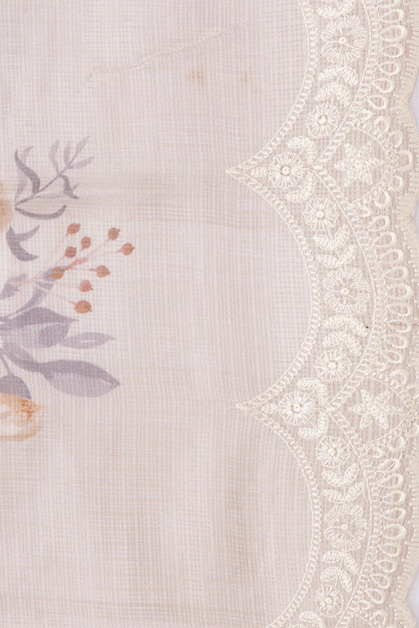 Border image of Lavender Dual Tone Kota Silk Saree with Printed design on the body and Embroidery Border. 