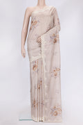 Lavender Dual Tone Kota Silk Saree with Printed design on the body and Embroidery Border.  displayed on a mannequin