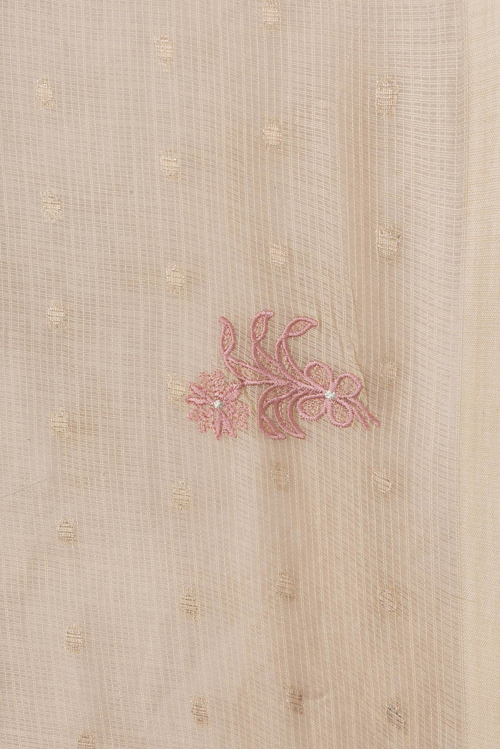Border image of Beige Dual Tone Kota Silk Saree with Embroidery on the body and Without Border. 