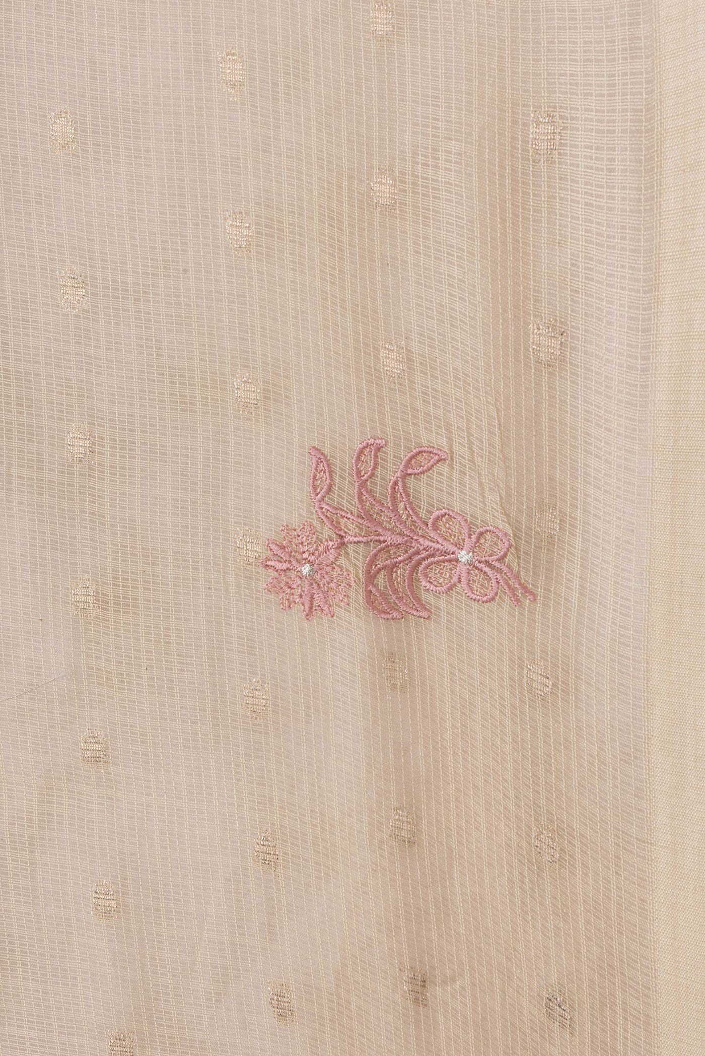 Border image of Beige Dual Tone Kota Silk Saree with Embroidery on the body and Without Border. 