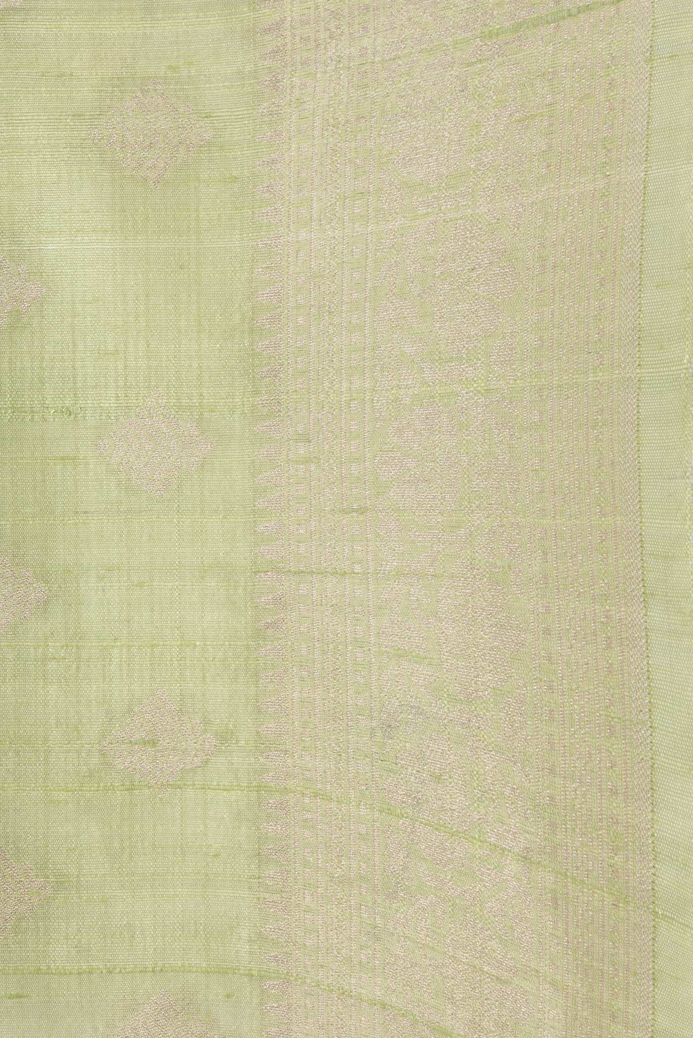 Border image of Pista Green Dual Tone Raw Silk Saree with Zari Butta on the body and Zari Border. 