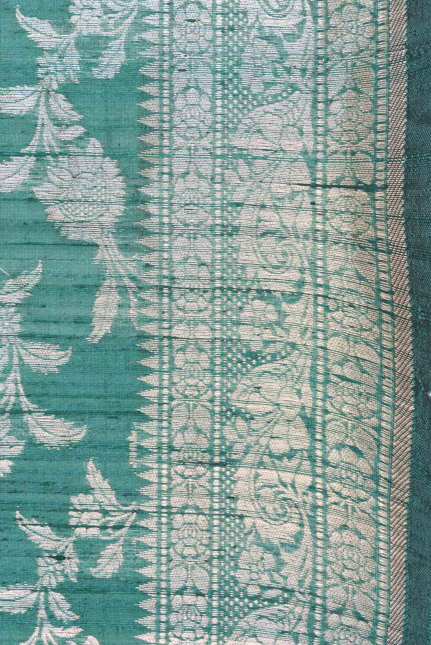 Border image of Green Dual Tone Raw Silk Saree with Zari Brocade on the body and Zari Border