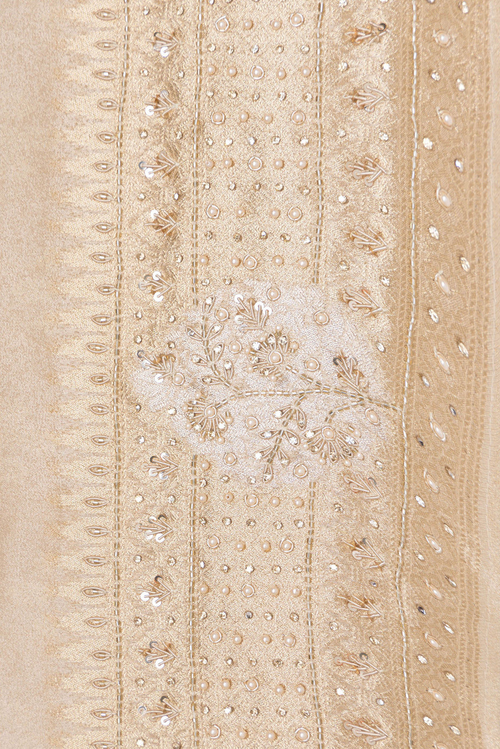 Border image of Beige Dual Tone Banarasi Georgette Saree with Embroidery on the body and Embroidery Border. 