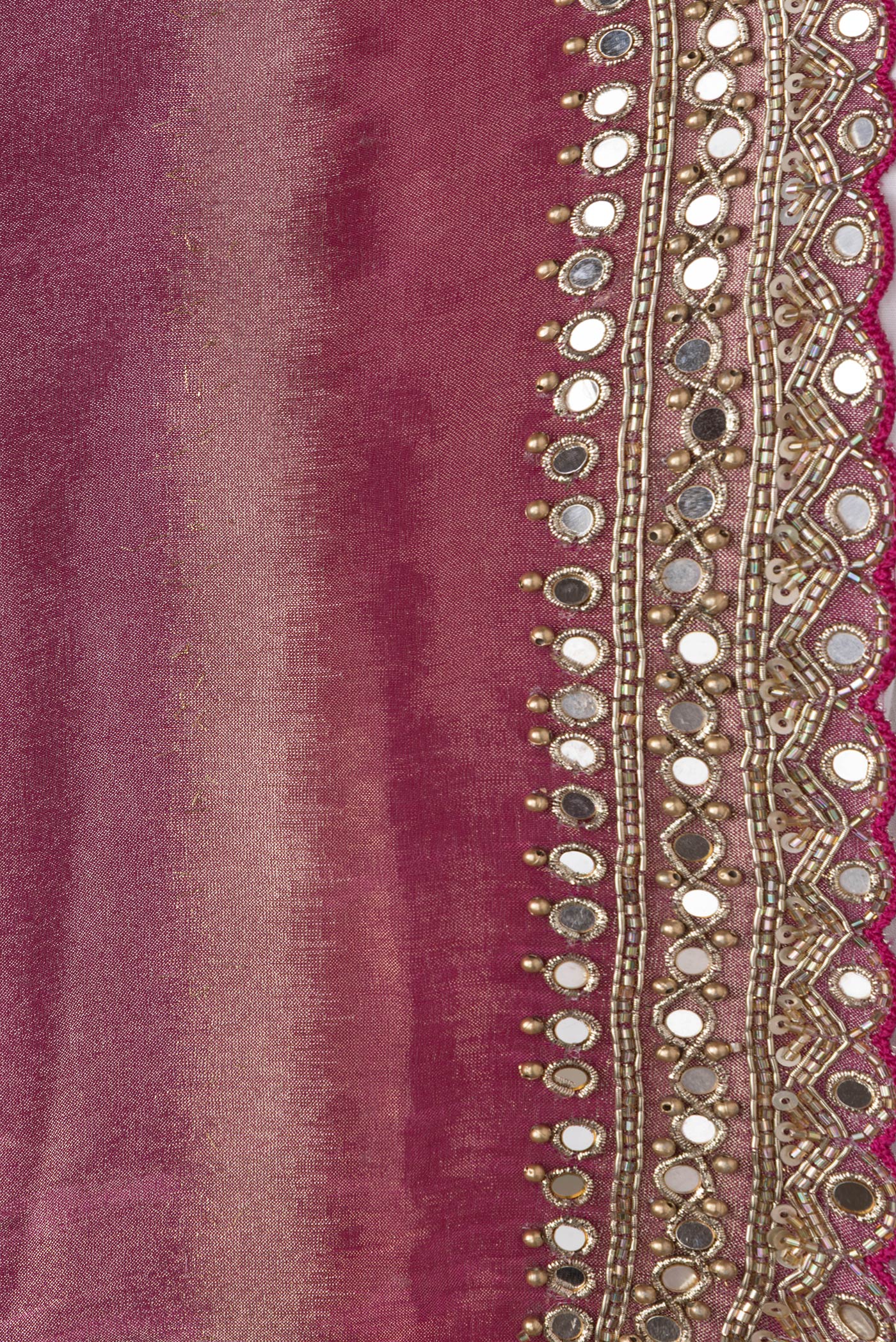 Border image of Pink Dual Tone Banarasi Georgette Saree with Zari Brocade on the body and Embroidery Border. 