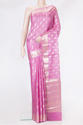 Lavender Tussar Silk Saree with Zari Butta on the body and Zari Border.  displayed on a mannequin