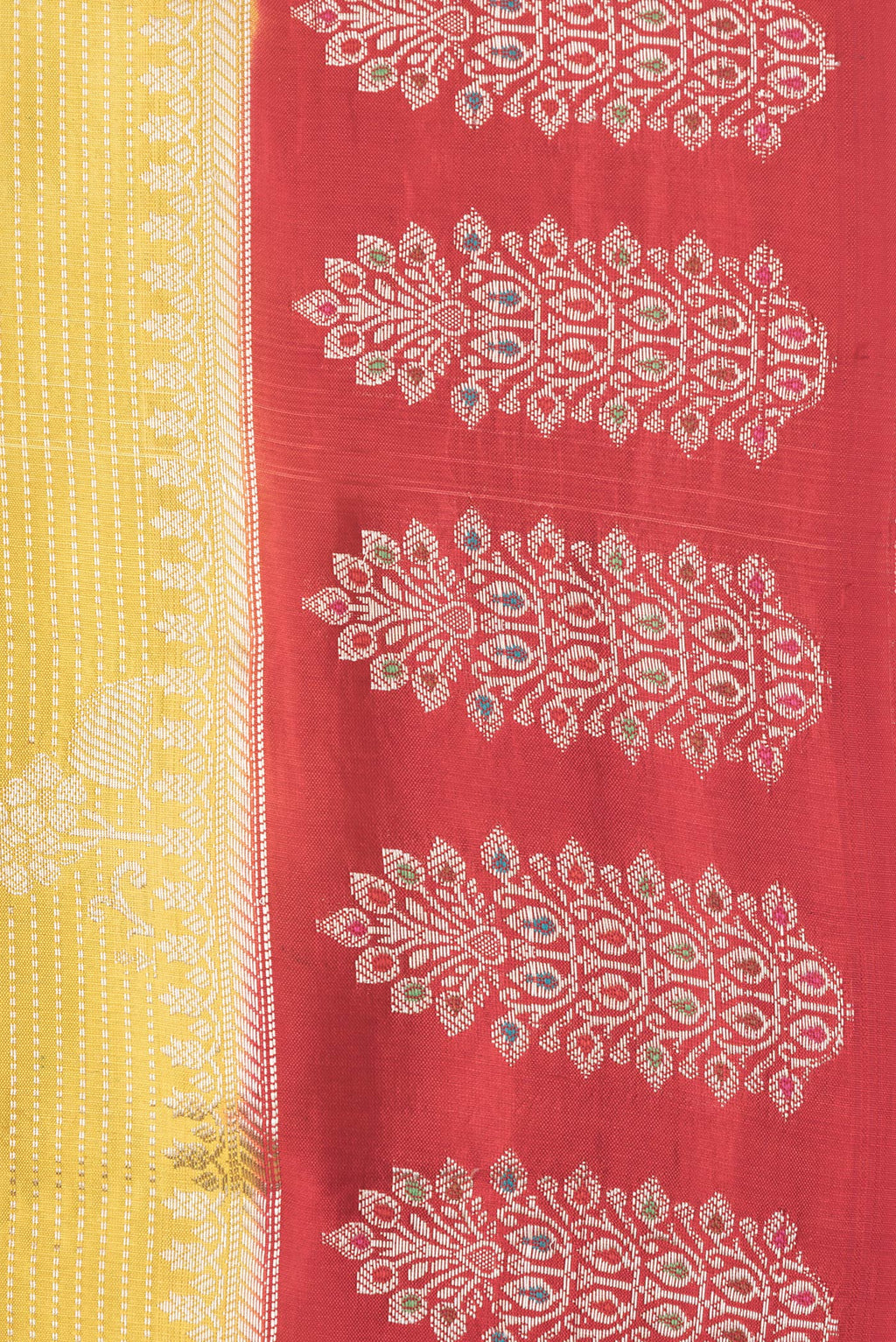 Border image of Yellow Dual Tone Tussar Silk Saree with Zari Brocade on the body and Fancy Border. 