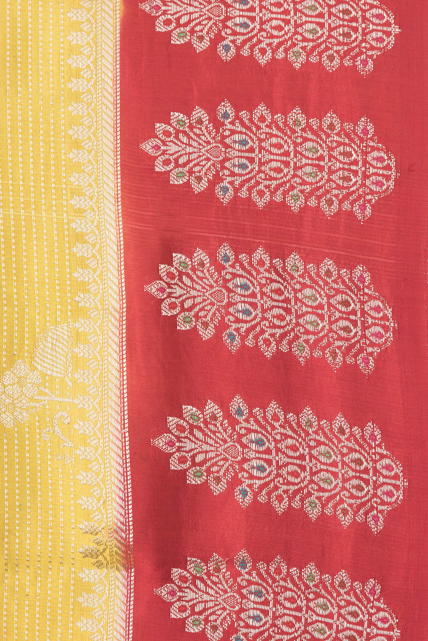 Border image of Yellow Dual Tone Tussar Silk Saree with Zari Brocade on the body and Fancy Border. 