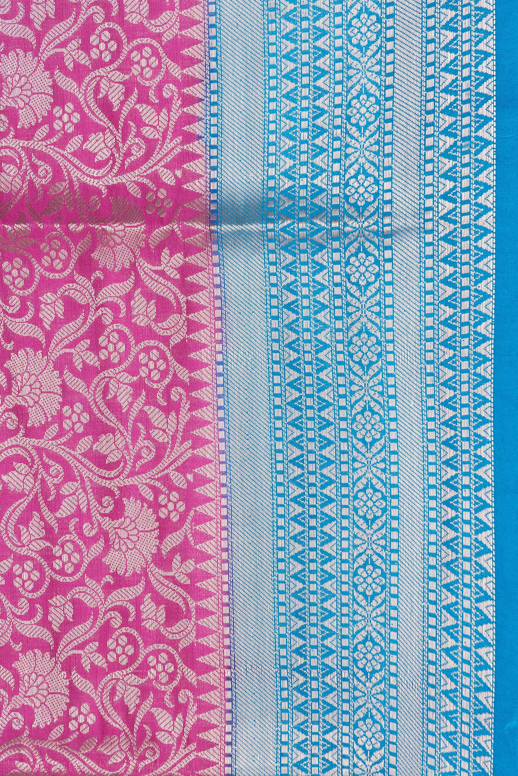 Border image of Pink Dual Tone Tussar Silk Saree with Zari Brocade on the body and Zari Border. 