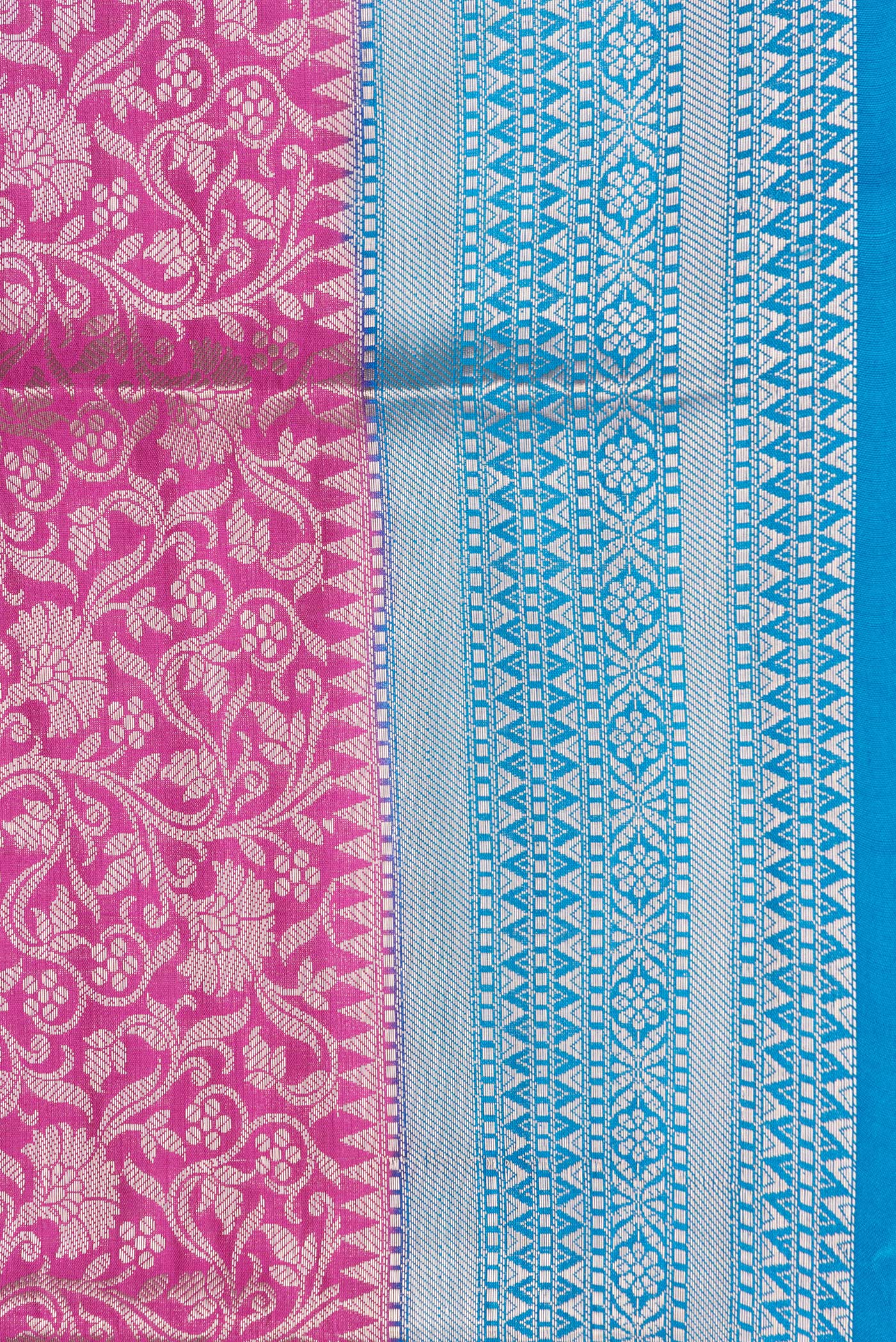 Border image of Pink Dual Tone Tussar Silk Saree with Zari Brocade on the body and Zari Border. 