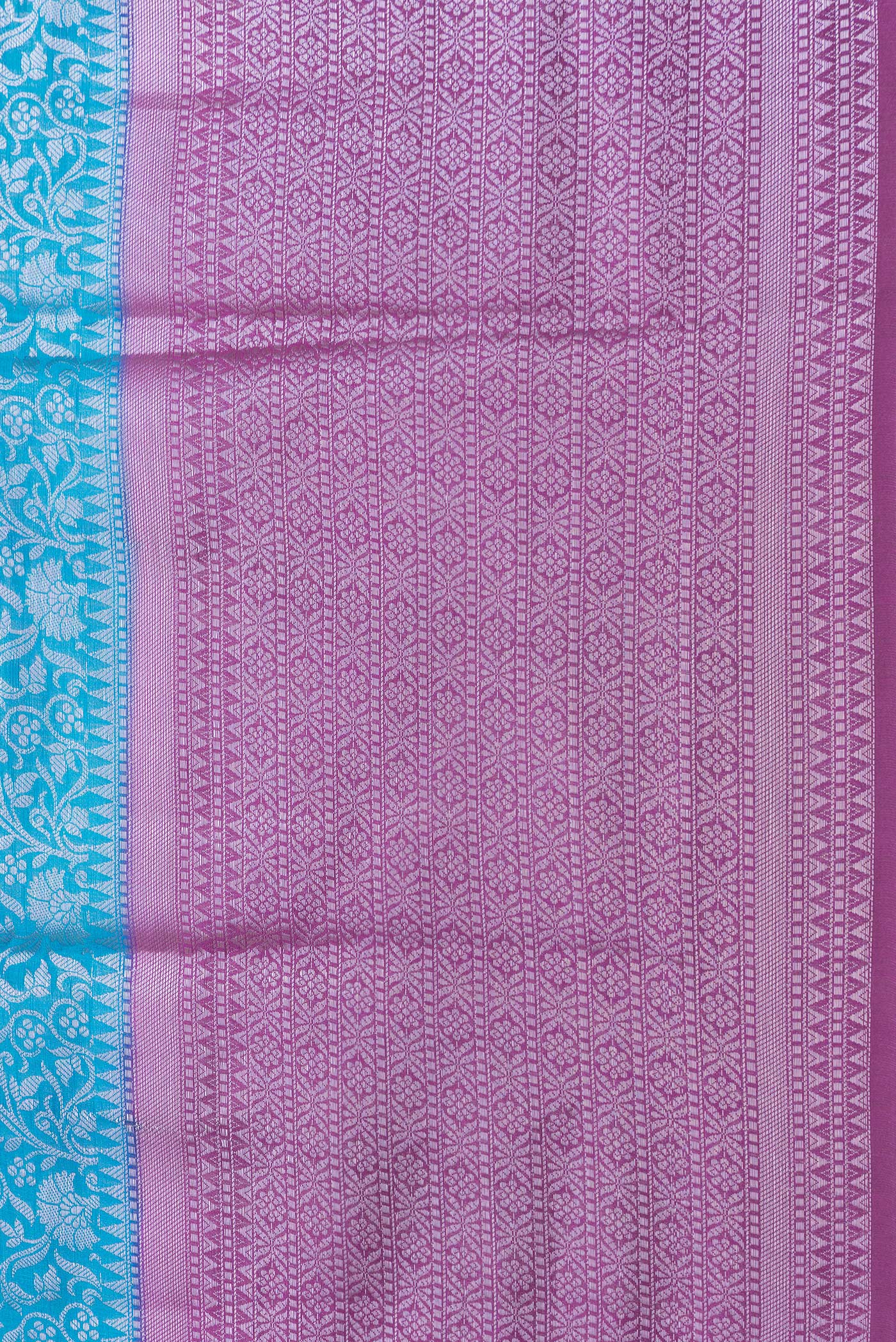 Border image of Sky Blue Dual Tone Tussar Silk Saree with Zari Brocade on the body and Zari Border. 