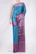 Sky Blue Dual Tone Tussar Silk Saree with Zari Brocade on the body and Zari Border.  displayed on a mannequin