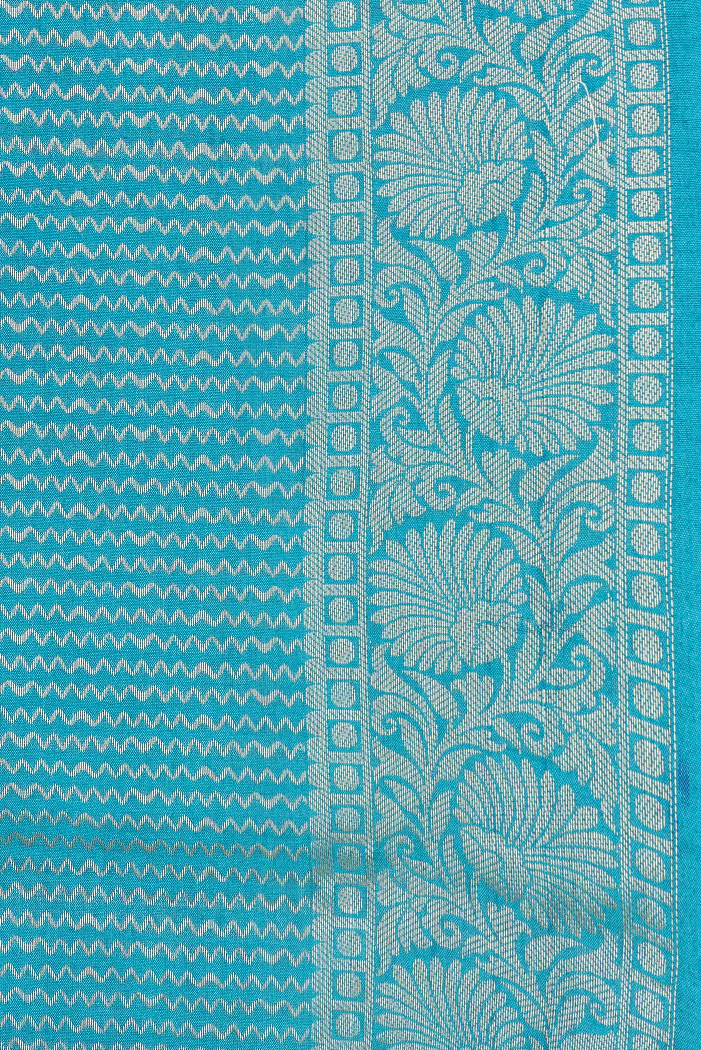 Border image of Sky Blue Dual Tone Tussar Silk Saree with Zari Brocade on the body and Zari Border. 