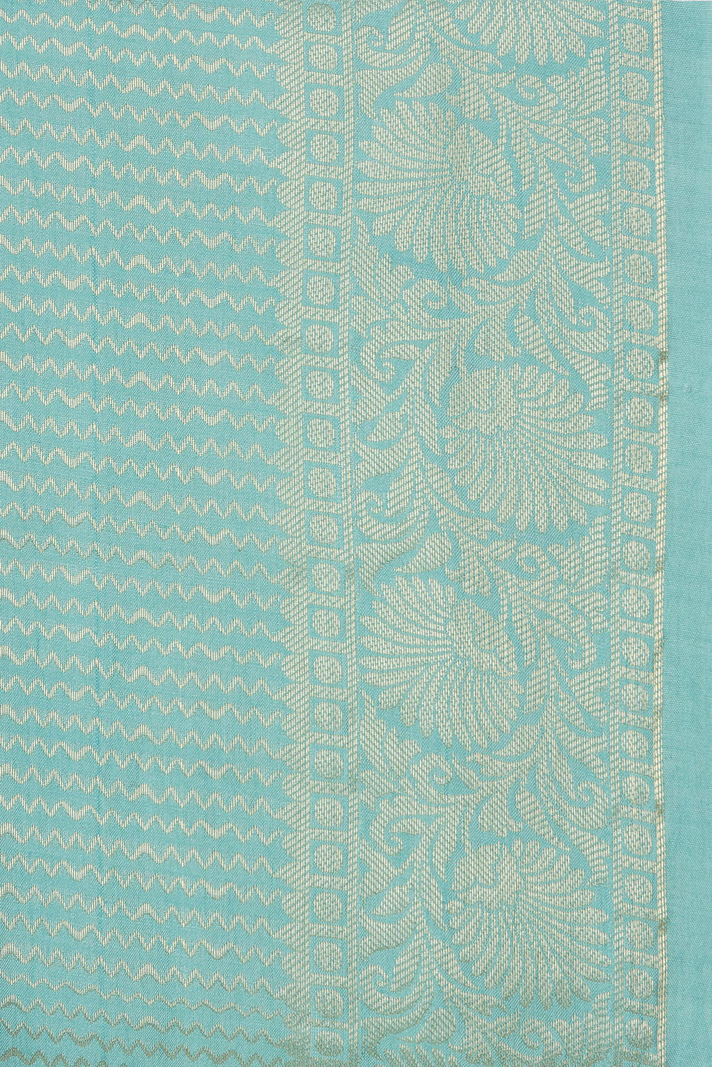 Border image of Sky Blue Dual Tone Tussar Silk Saree with Zari Brocade on the body and Zari Border. 