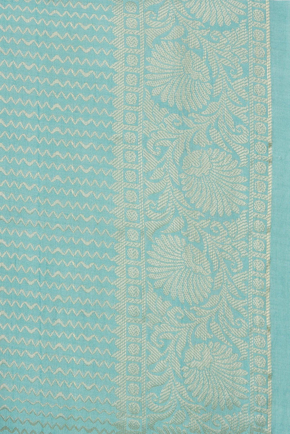 Border image of Sky Blue Dual Tone Tussar Silk Saree with Zari Brocade on the body and Zari Border. 