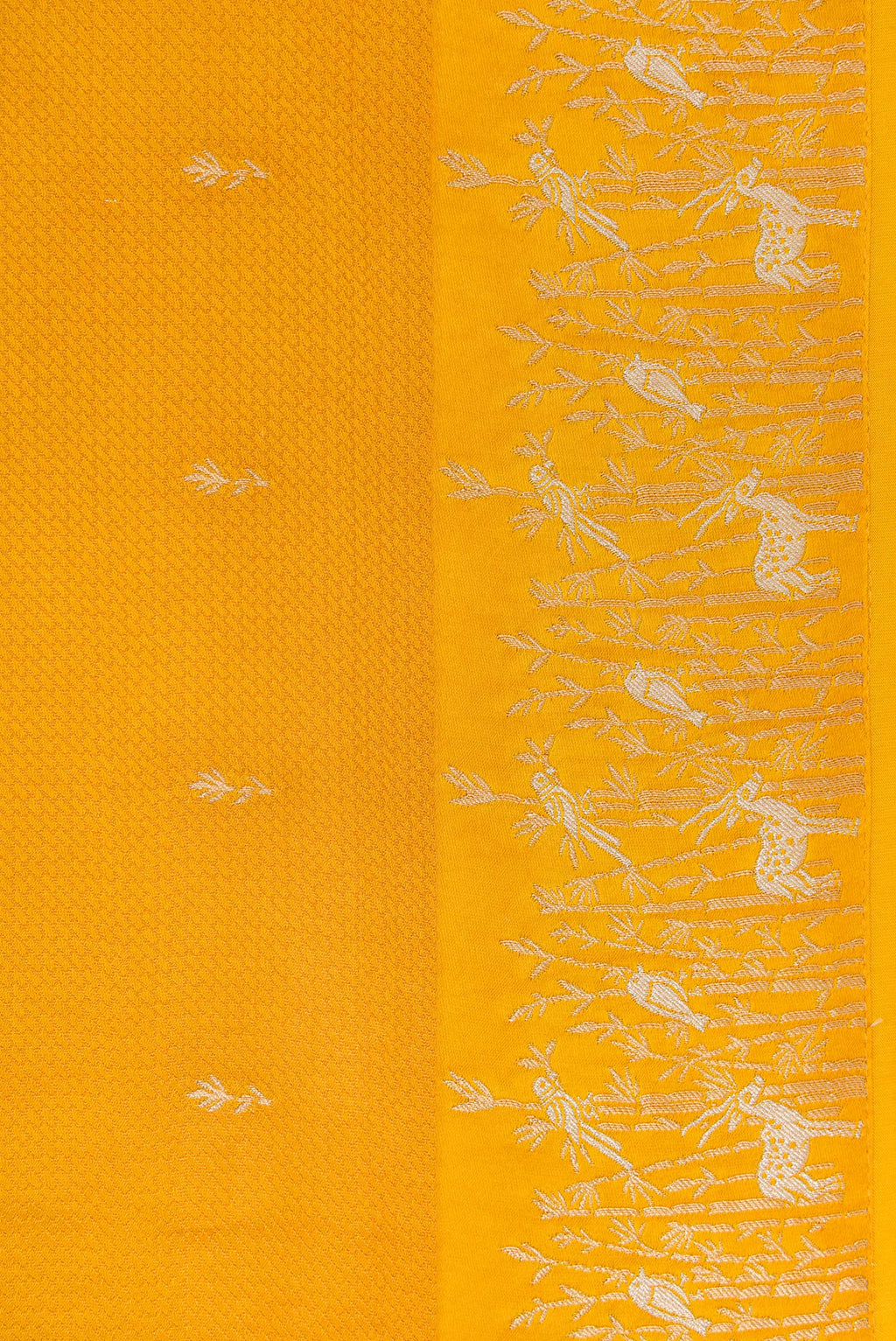 Border image of Mustard Dual Tone Mysore Crepe Saree with Zari Butta on the body and Fancy Border. 