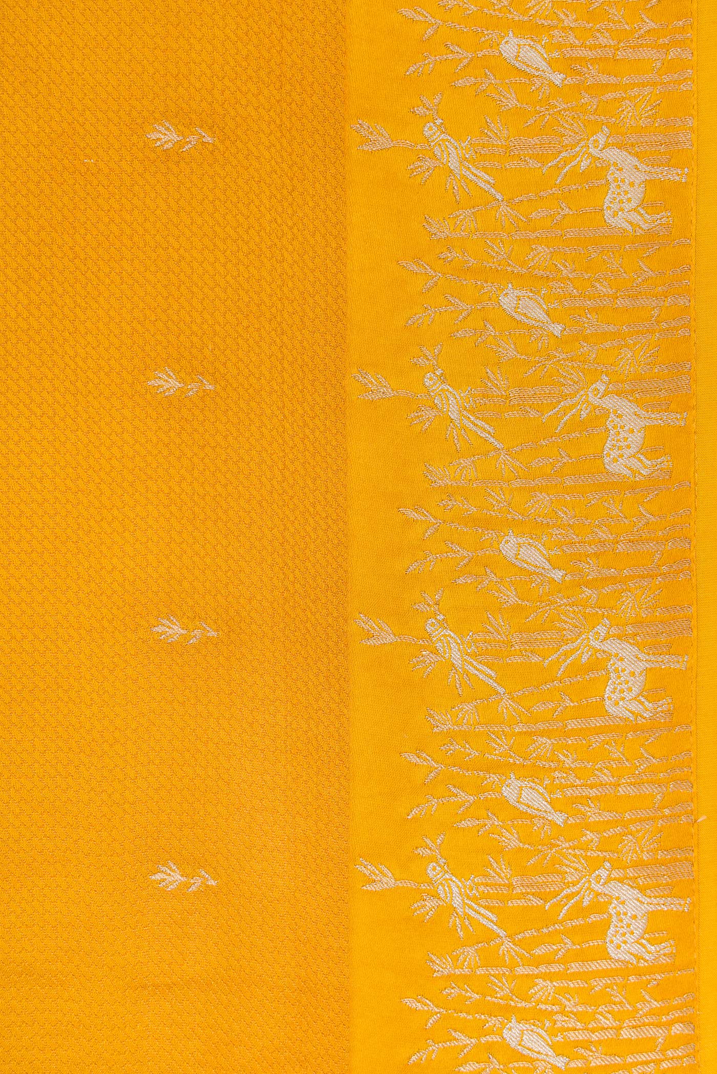 Border image of Mustard Dual Tone Mysore Crepe Saree with Zari Butta on the body and Fancy Border. 