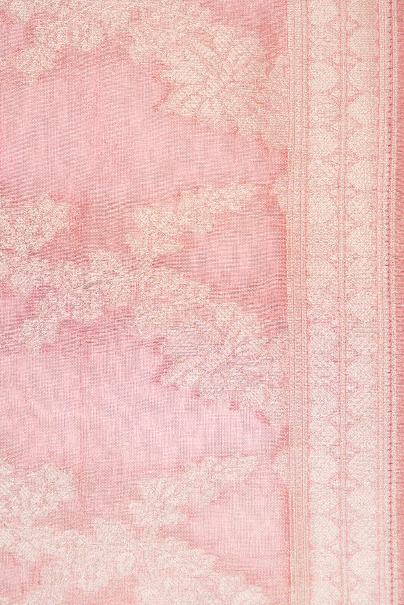 Border image of Pink Dual Tone Organza Silk Saree with Zari Brocade on the body and Zari Border. 