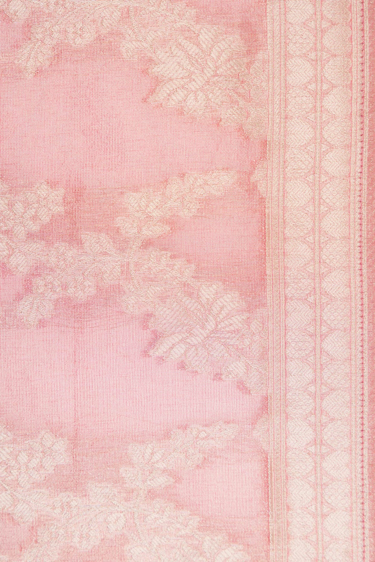 Border image of Pink Dual Tone Organza Silk Saree with Zari Brocade on the body and Zari Border. 