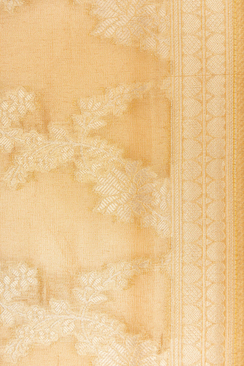 Border image of Gold Dual Tone Organza Silk Saree with Zari Brocade on the body and Zari Border. 