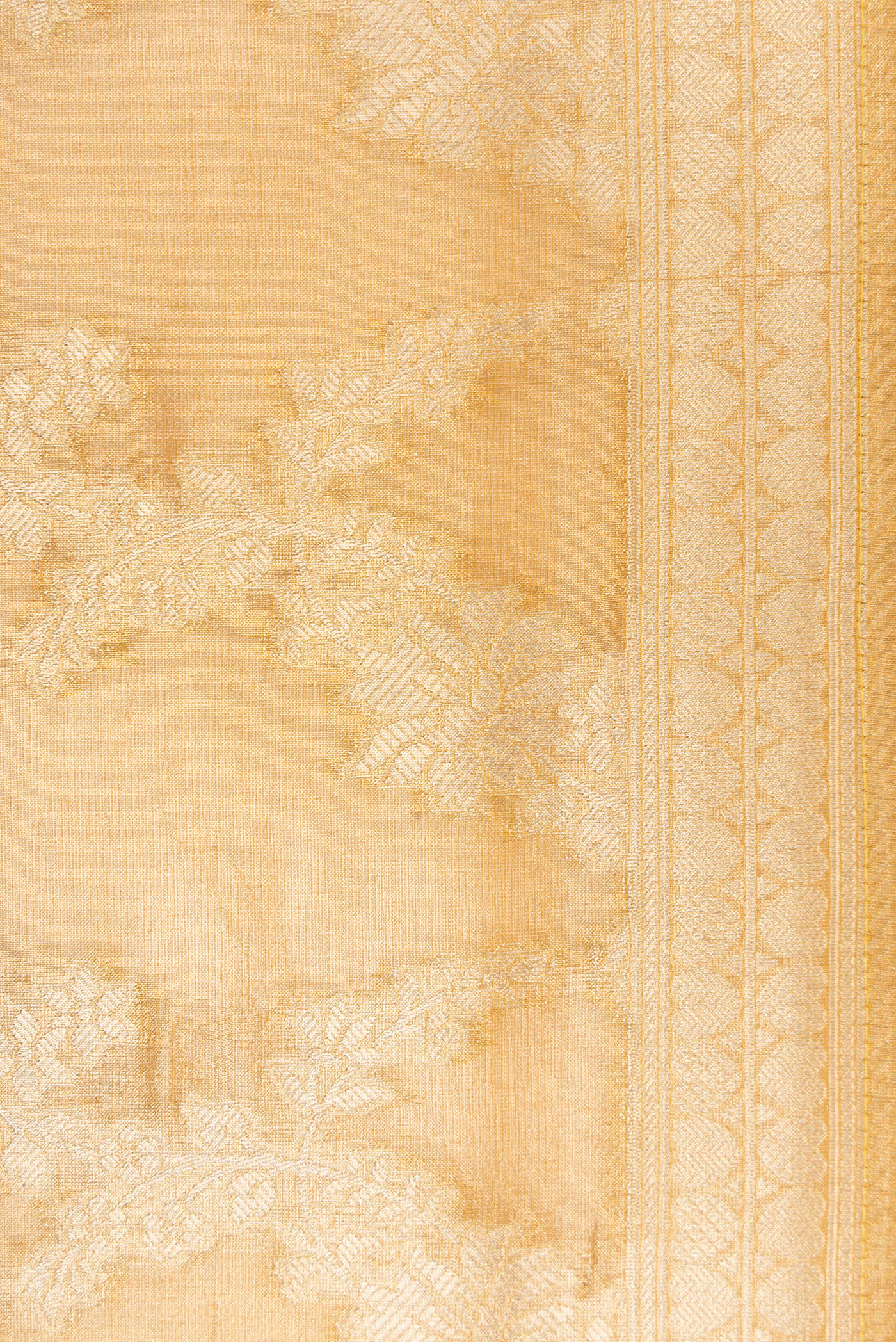 Border image of Gold Dual Tone Organza Silk Saree with Zari Brocade on the body and Zari Border. 
