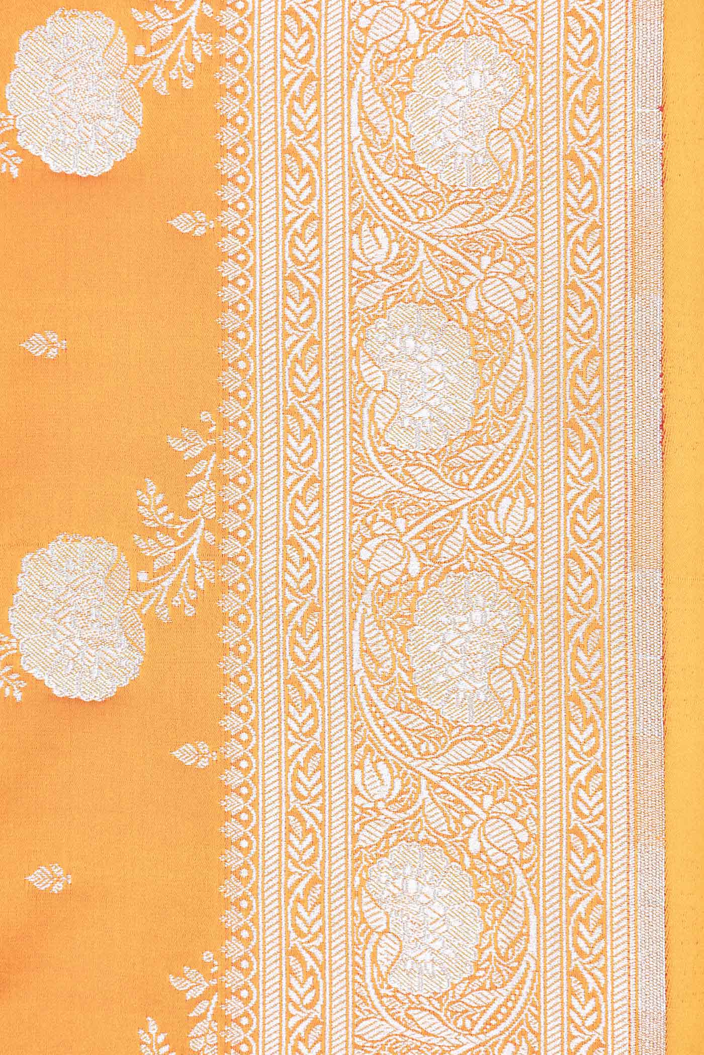 Border image of Yellow Dual Tone Blended Banarasi Saree with Zari Brocade on the body and Zari Border. 