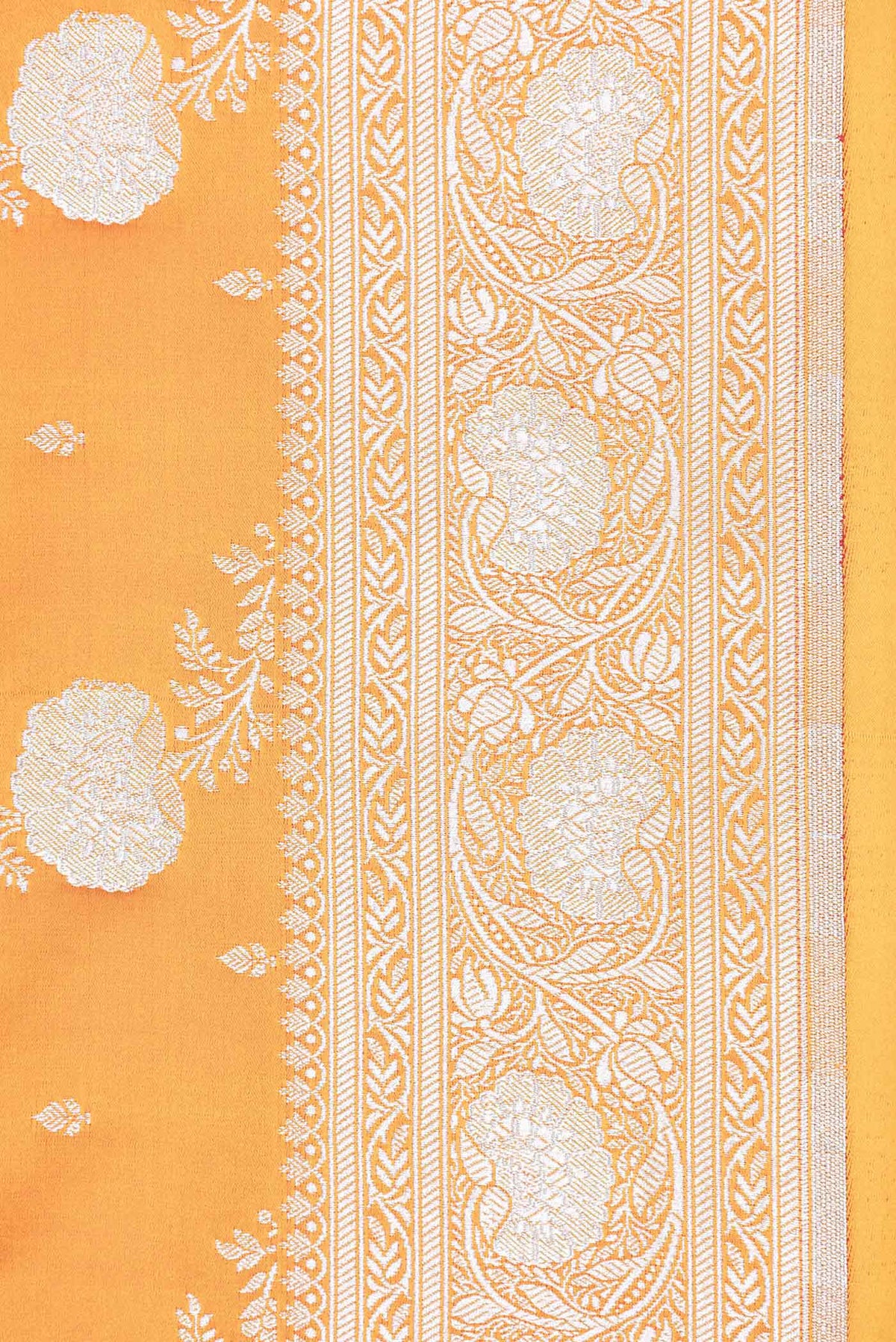 Border image of Yellow Dual Tone Blended Banarasi Saree with Zari Brocade on the body and Zari Border. 