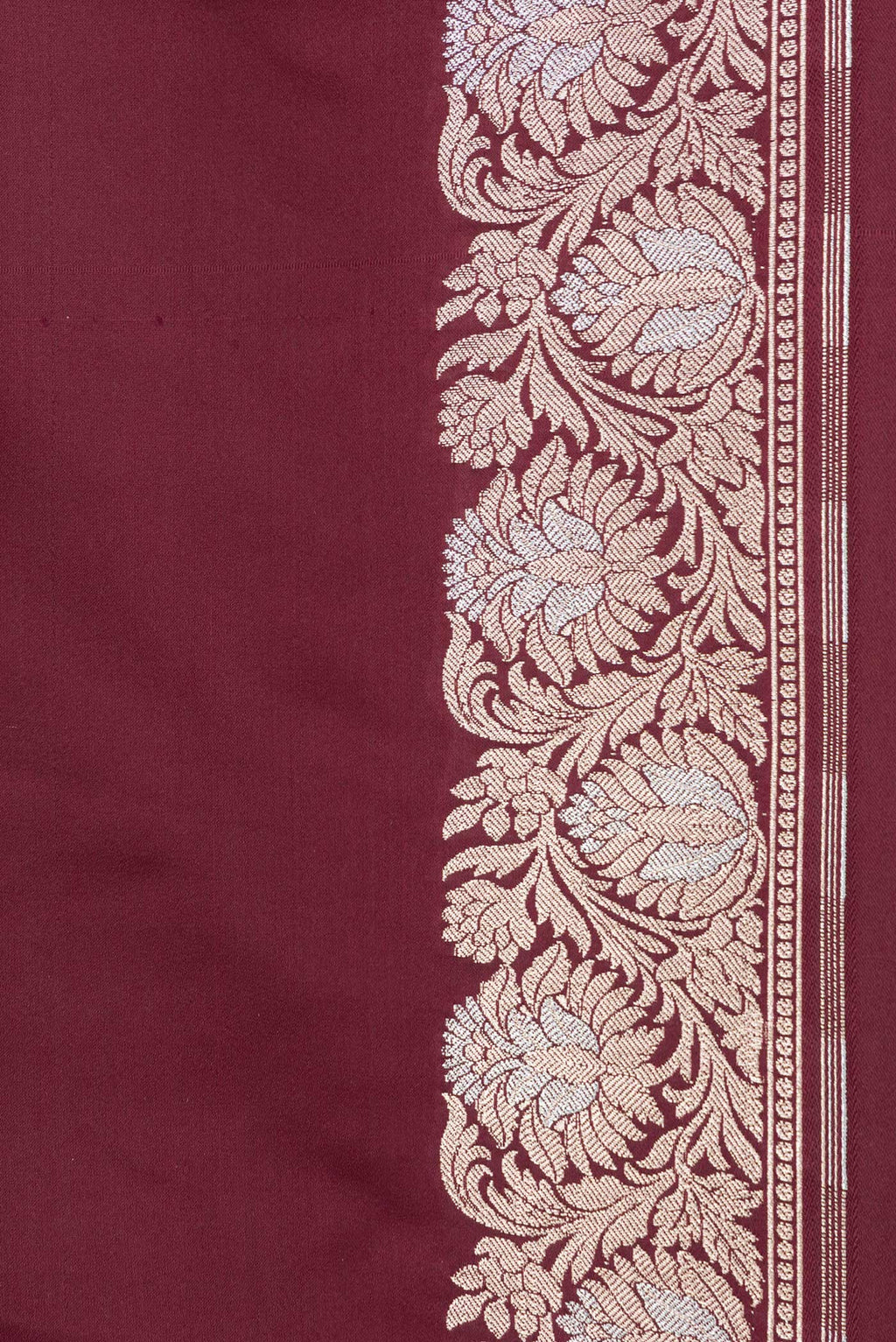 Border image of Maroon Dual Tone Blended Banarasi Silk Saree with Plain Body and Zari Border. 
