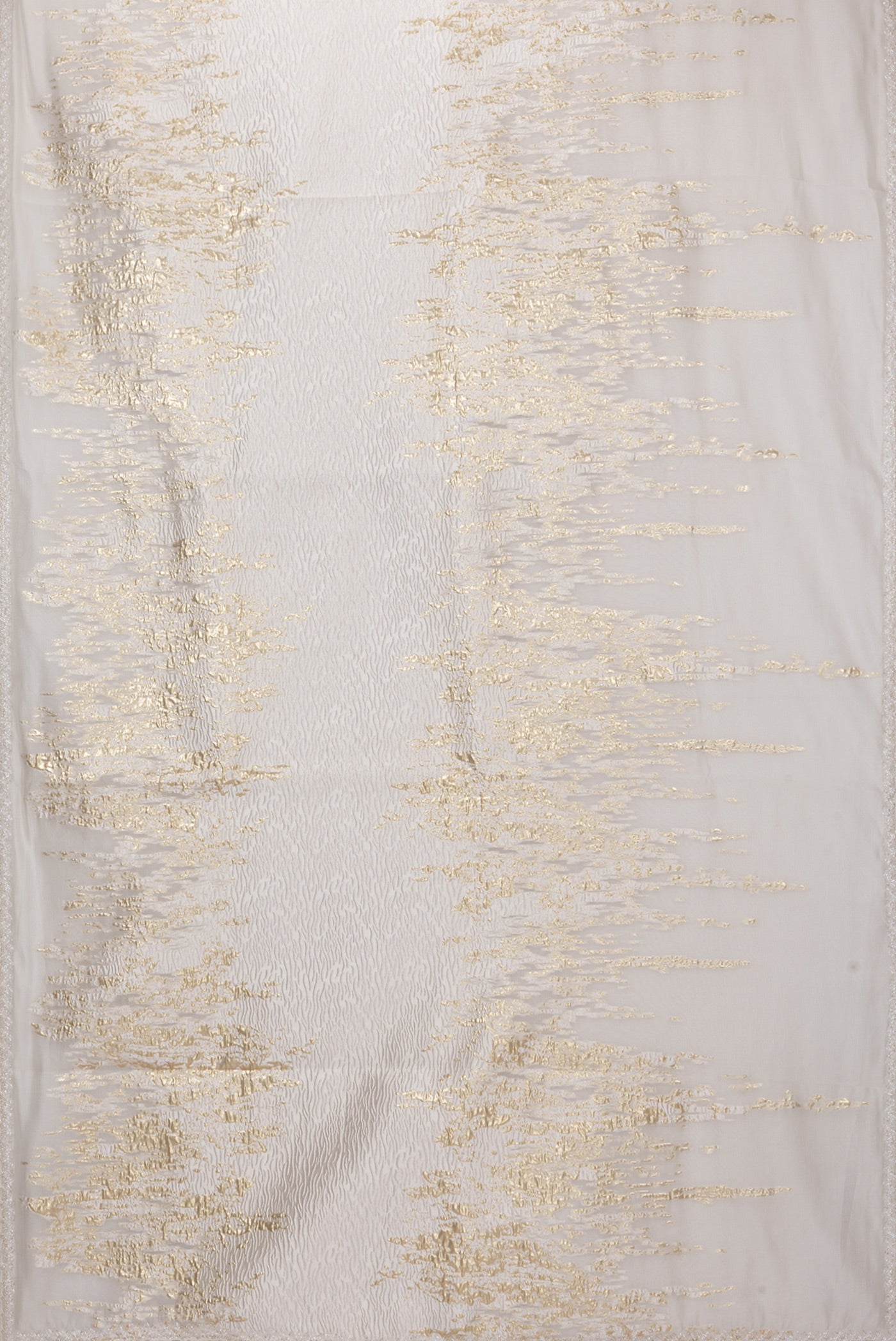 Flat view of Off White Organza Silk Saree with Zari Brocade on the body and Sequin Border. 