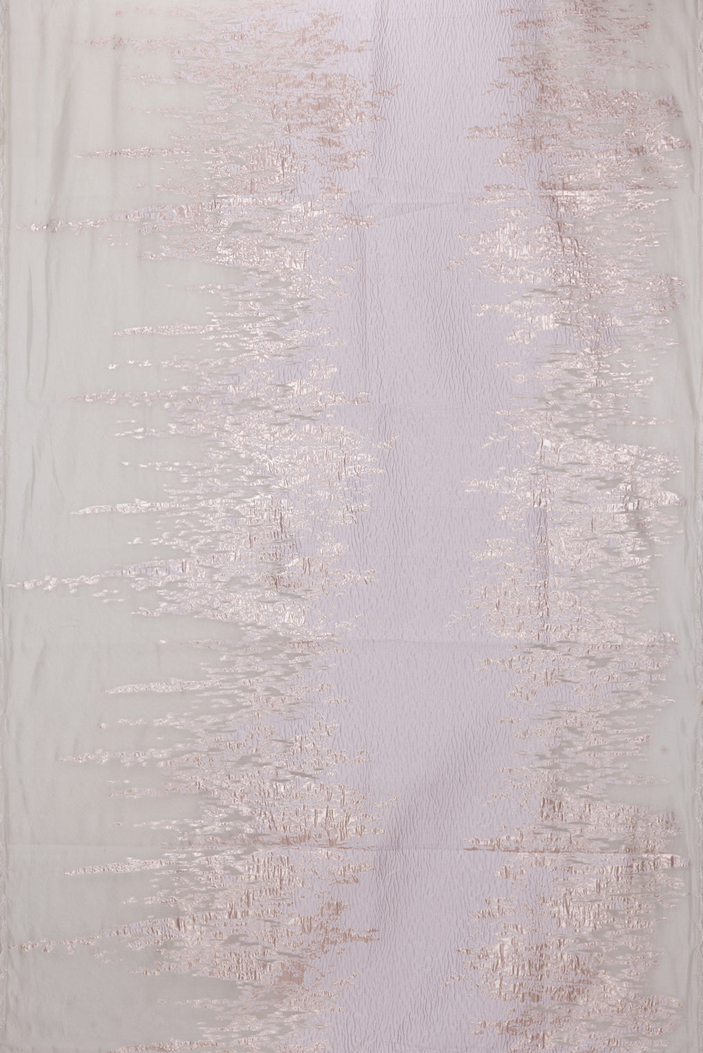 Flat view of Off White Organza Silk Saree with Zari Brocade on the body and Sequin Border. 