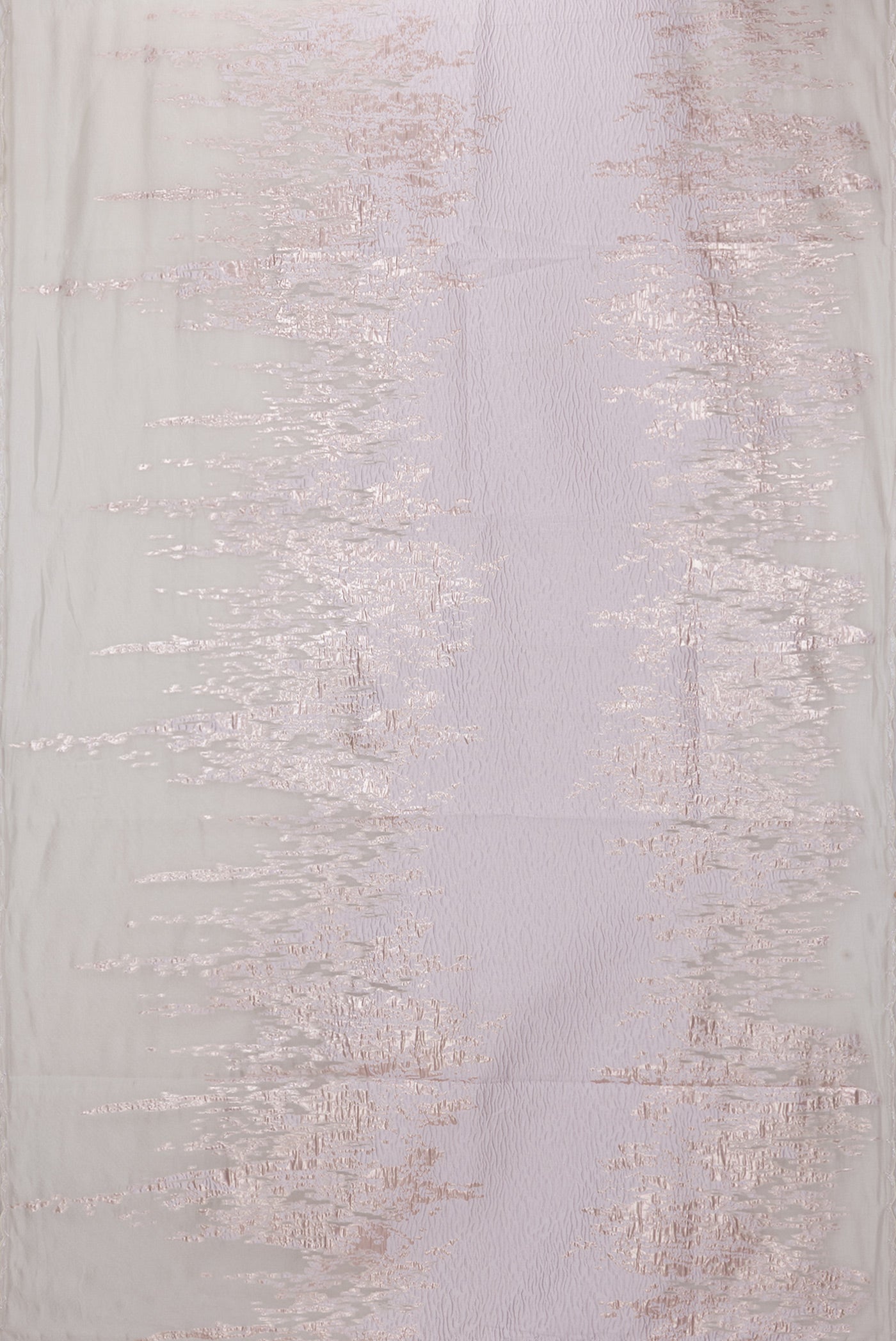 Flat view of Off White Organza Silk Saree with Zari Brocade on the body and Sequin Border. 