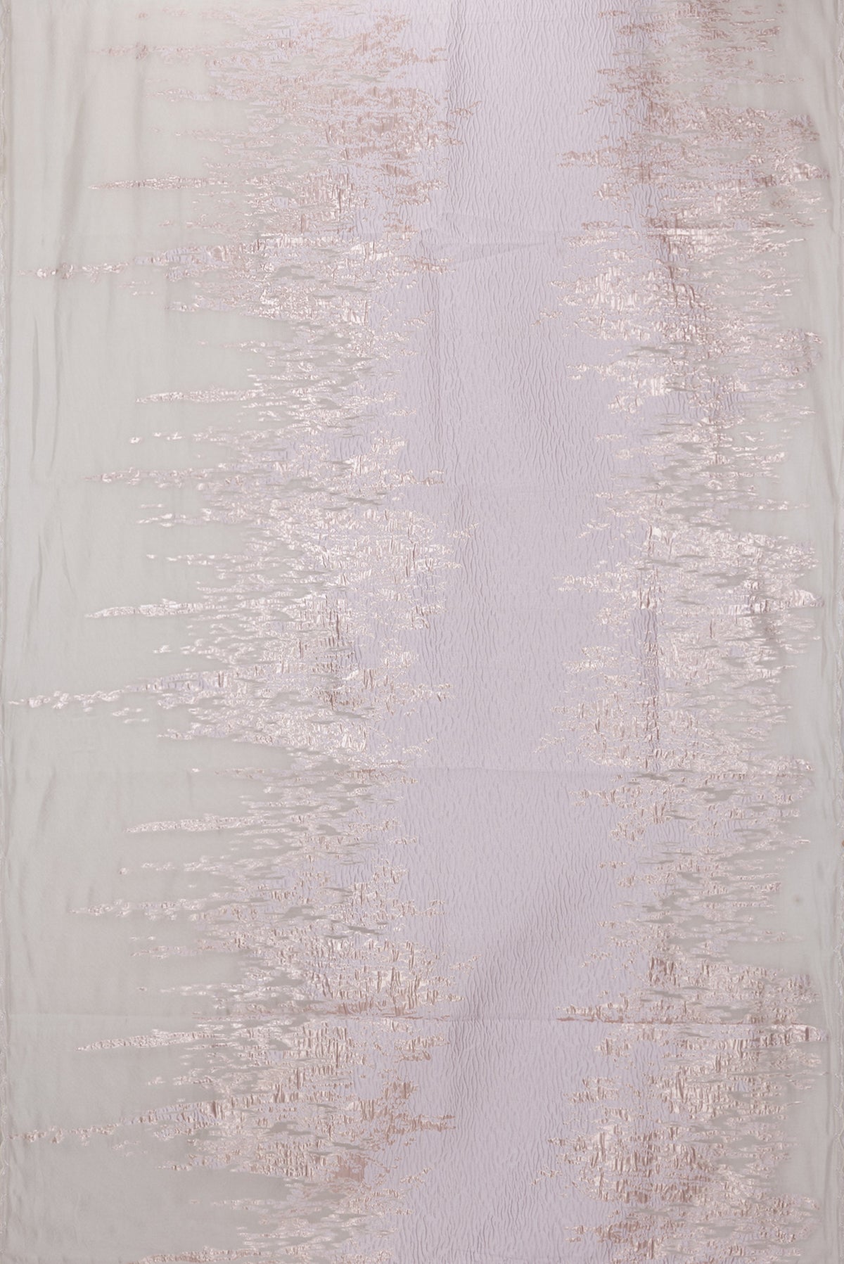 Flat view of Off White Organza Silk Saree with Zari Brocade on the body and Sequin Border. 