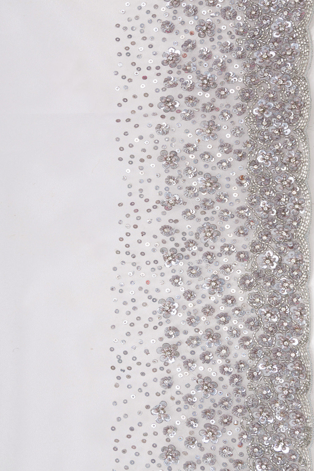 Border image of Grey Dual Tone Organza Silk Saree with Plain Body and Embroidery Border. 