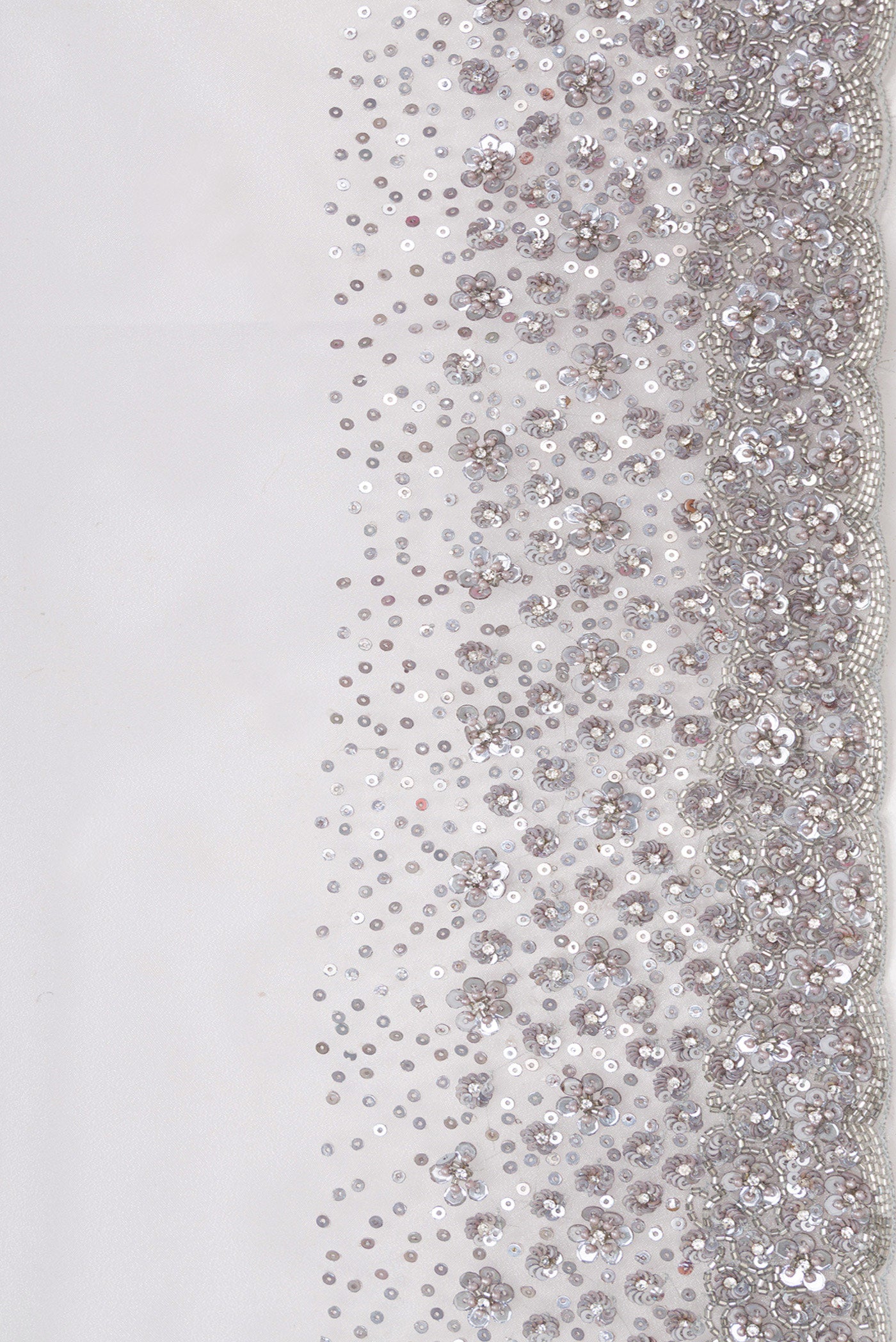Border image of Grey Dual Tone Organza Silk Saree with Plain Body and Embroidery Border. 