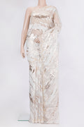Pure Silk Light Blue Organza Saree with Embroidery on the body and Embroidery Border.  displayed on a mannequin