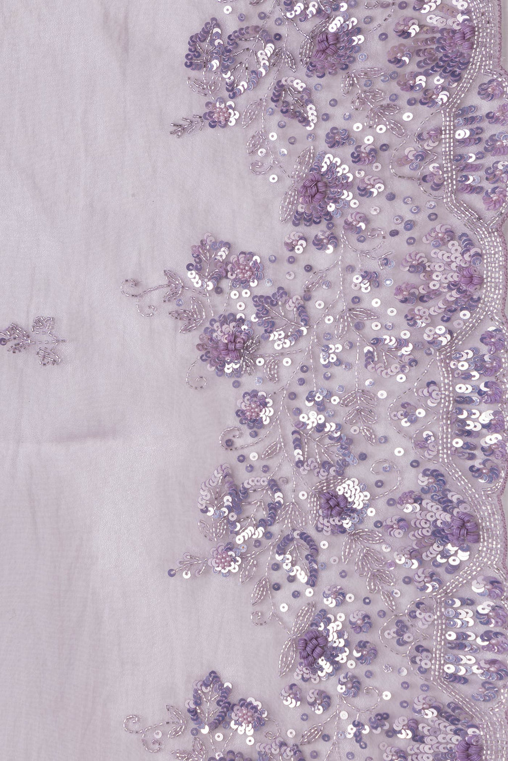 Border image of Lavender Dual Tone Organza Silk Saree with Embroidery on the body and Embroidery Border. 