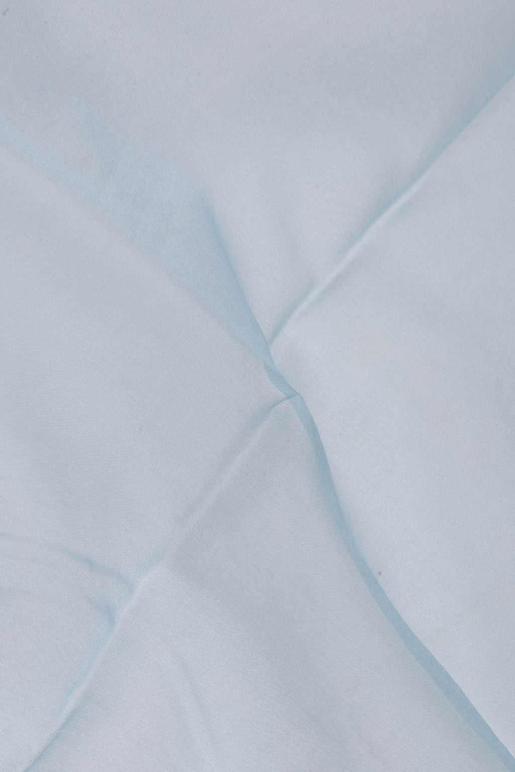 Close up of Light Blue Organza Silk Saree with Fancy on the body and Embroidery Border.  displaying folds