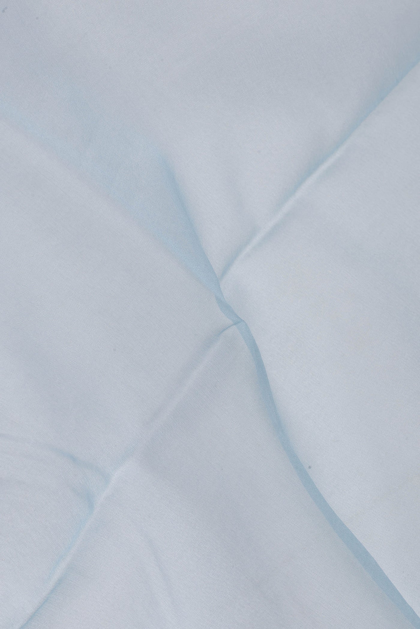 Close up of Light Blue Organza Silk Saree with Fancy on the body and Embroidery Border.  displaying folds