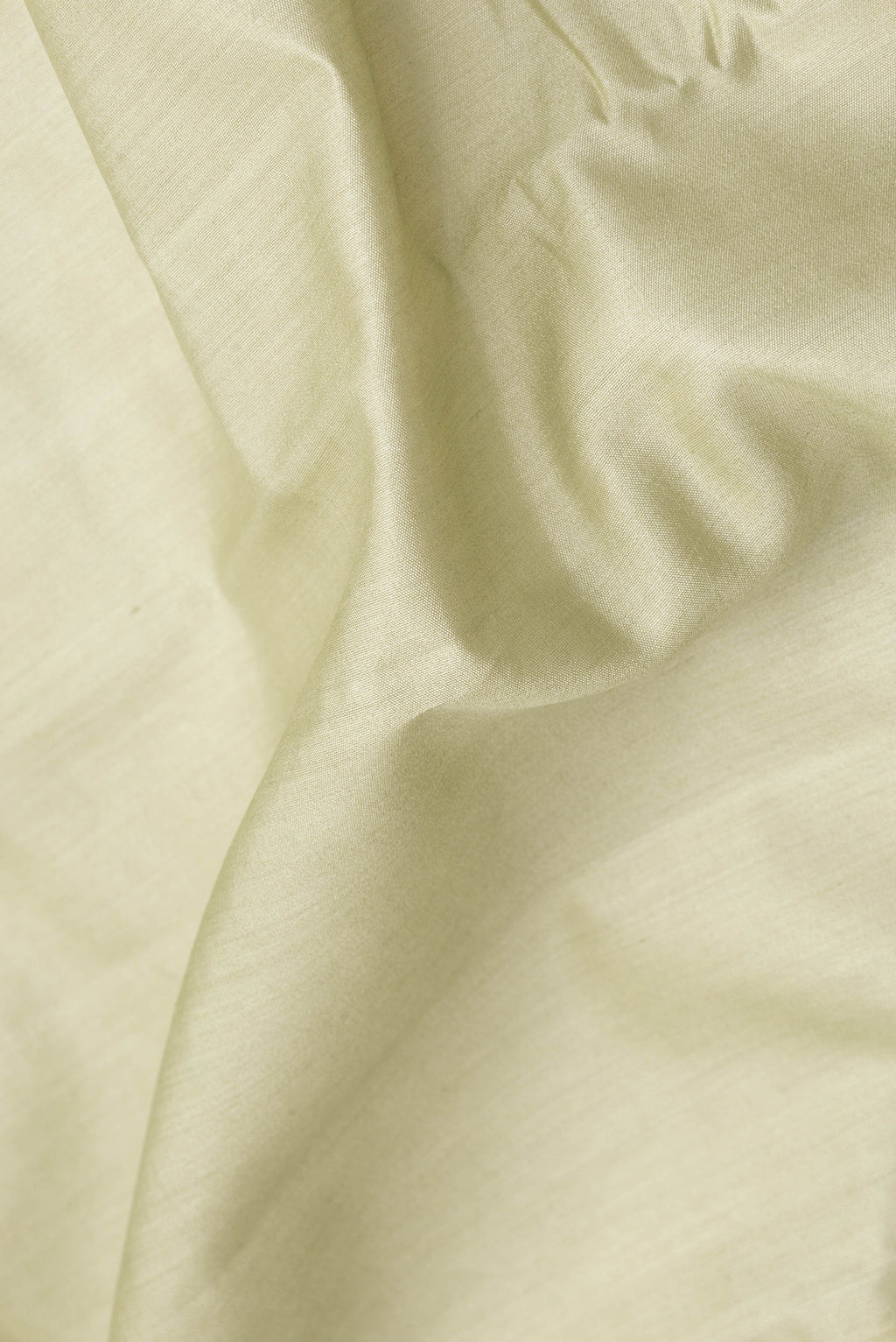 Close up of Pista Green Dual Tone Tussar Silk Saree with Plain Body and Zari Border.  displaying folds