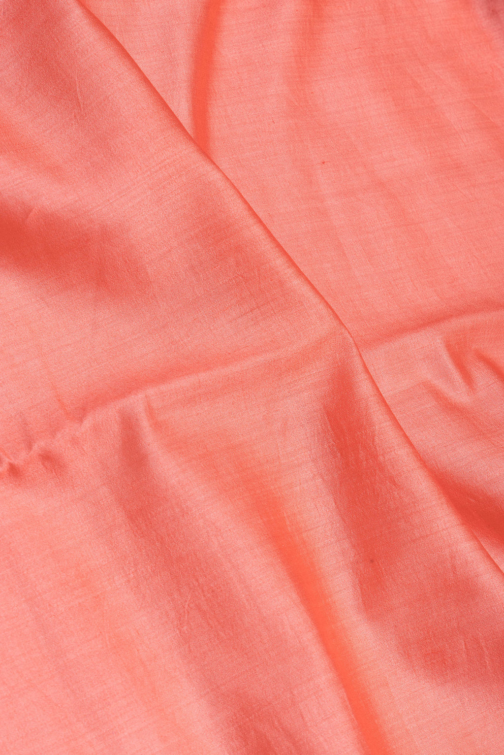 Close up of Peach Tussar Silk Saree with Plain Body and Fancy Border.  displaying folds