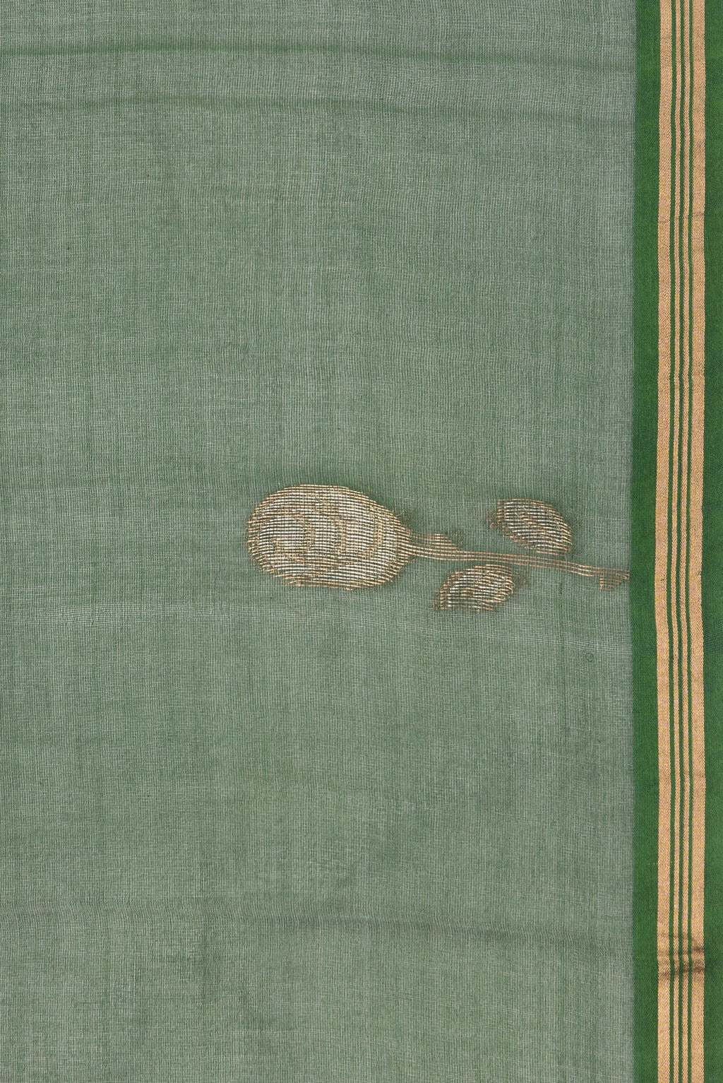 Border image of Pure Silk Bottle Green Dual Tone Tussar Saree with Plain Body and Fancy Border. 