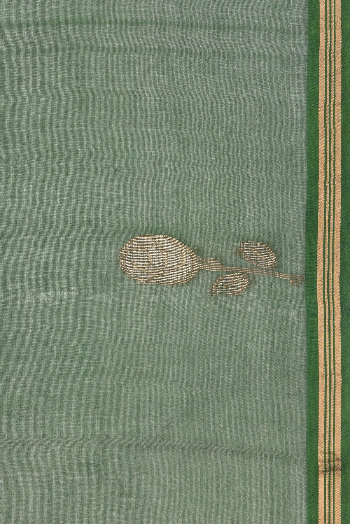 Border image of Pure Silk Bottle Green Dual Tone Tussar Saree with Plain Body and Fancy Border. 