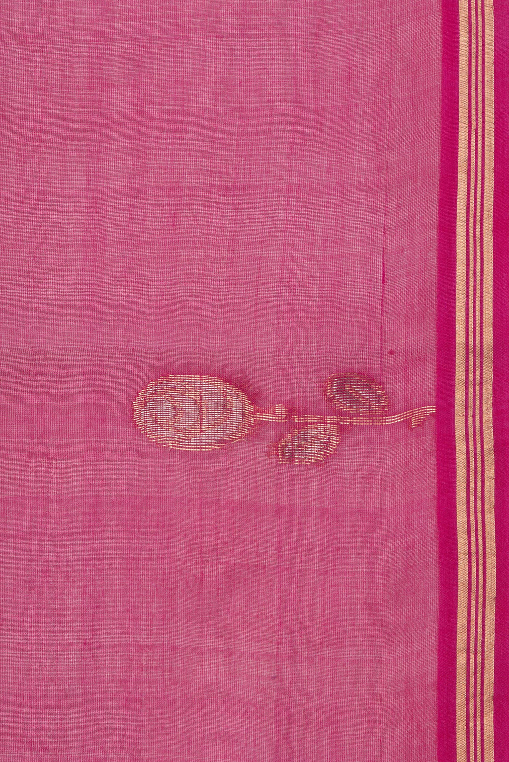 Border image of Pure Silk Dark Pink Dual Tone Tussar Saree with Plain Body and Fancy Border. 