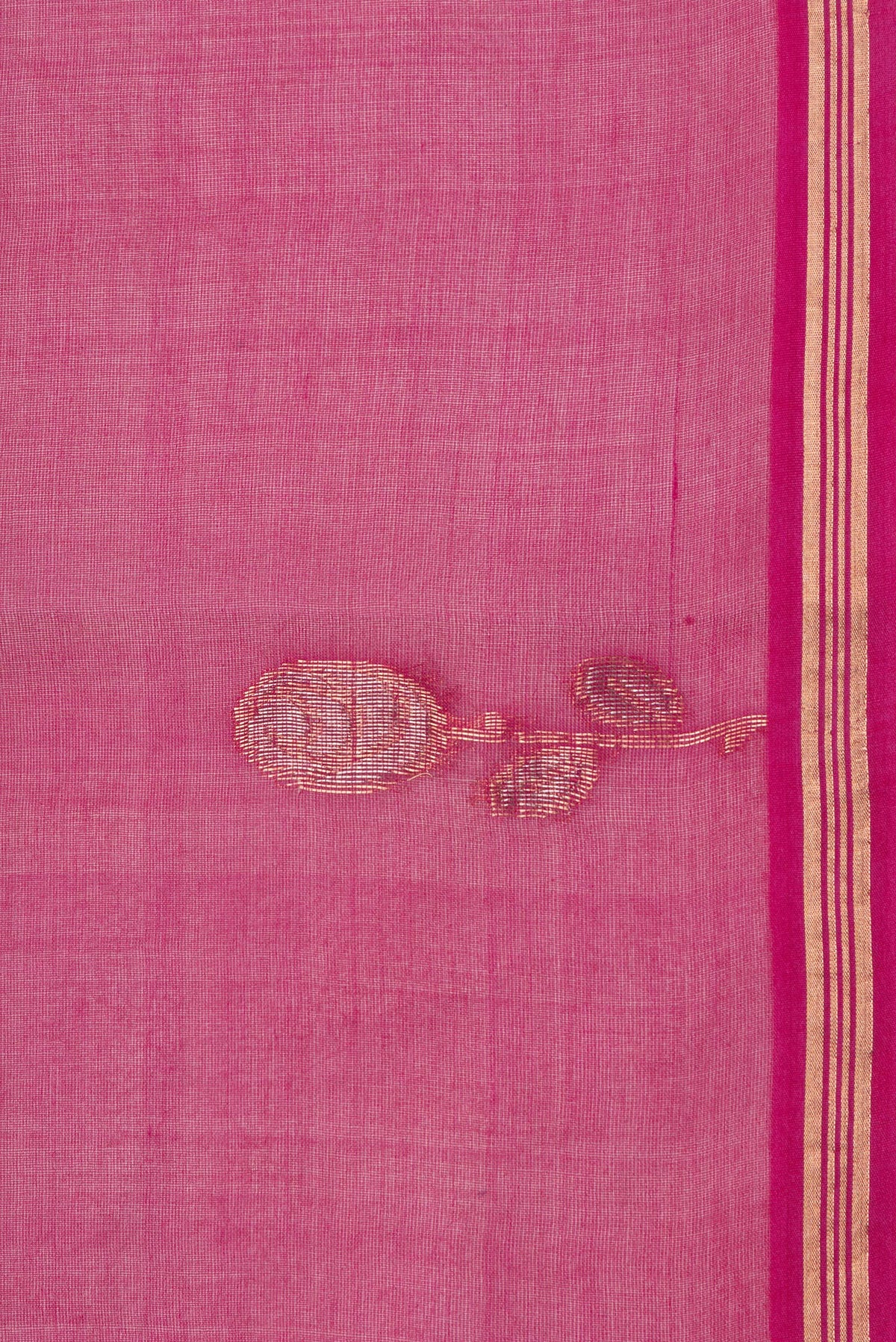 Border image of Pure Silk Dark Pink Dual Tone Tussar Saree with Plain Body and Fancy Border. 
