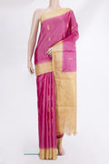 Pink Tussar Saree with Zari And Thread Butta on the body and Plain Border.  displayed on a mannequin