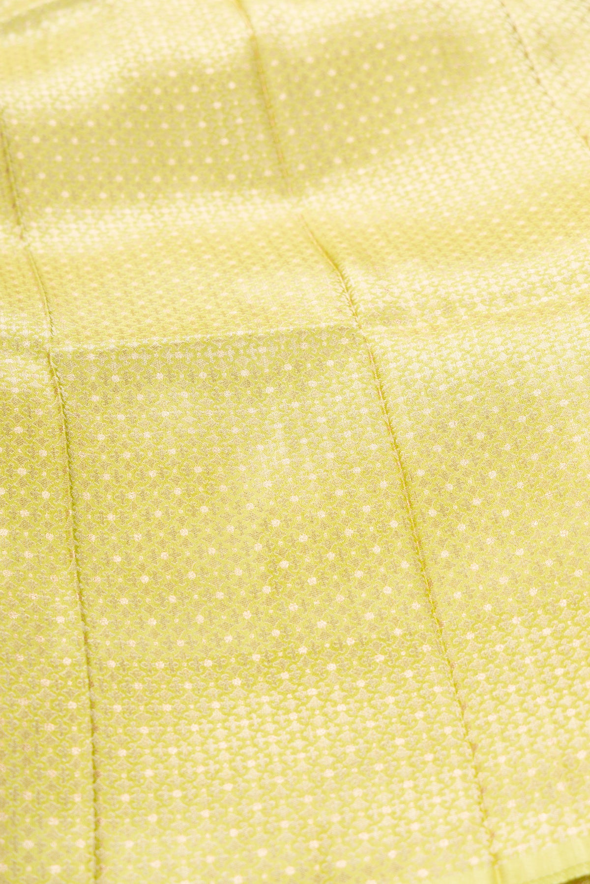 Close up blouse image of Light Green Banarasi Silk Womens Lehenga set featuring Zari Brocade Choli paired with Light Green Zari Brocade Skirt with Zari Border and a Zari Butta dupatta in Light Green