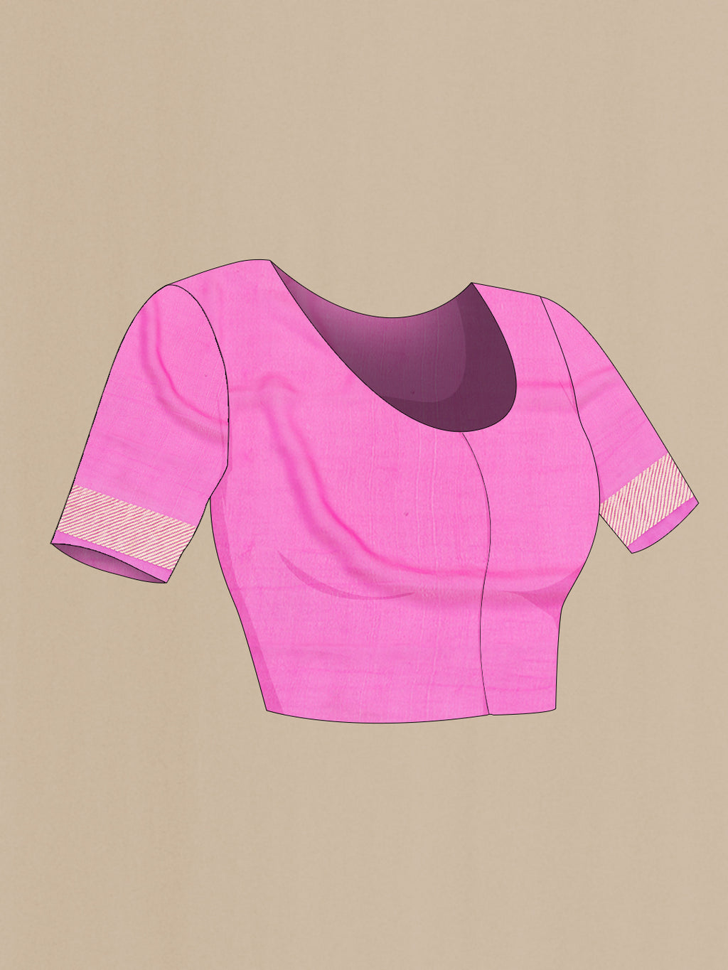 Close up image of the blouse of Pink Banarasi Georgette Saree with Zari Butta on the body and Fancy Border. 
