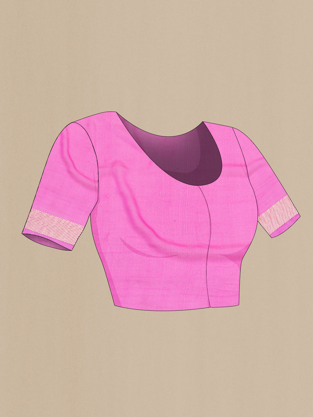 Close up image of the blouse of Pink Banarasi Georgette Saree with Zari Butta on the body and Fancy Border. 