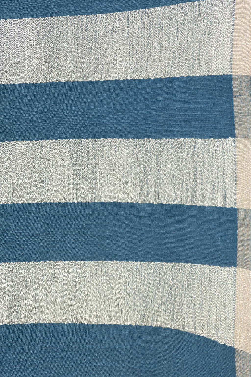 Border image of Peacock Blue Dual Tone Tussar Silk Saree with Stripes on the body and Zari Border. 