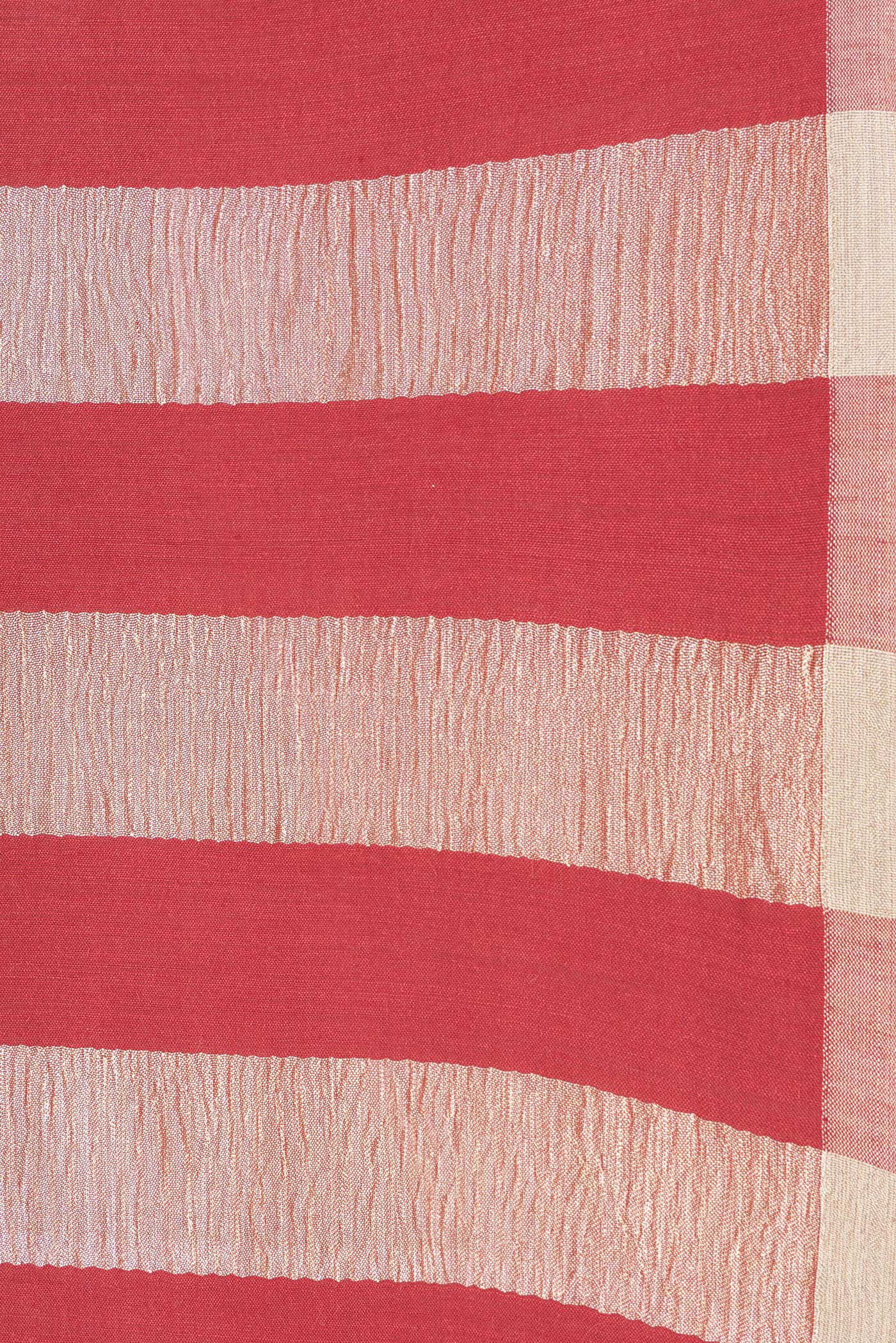 Border image of Red Dual Tone Tussar Silk Saree with Stripes on the body and Zari Border. 
